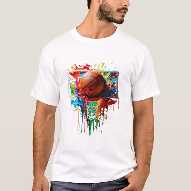 Camiseta Gravata Tie Dye Colorida de Basquete (Frente)