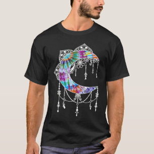 Camiseta Gravata Tie Dye Mandala Lua Crescente Boêmia para 