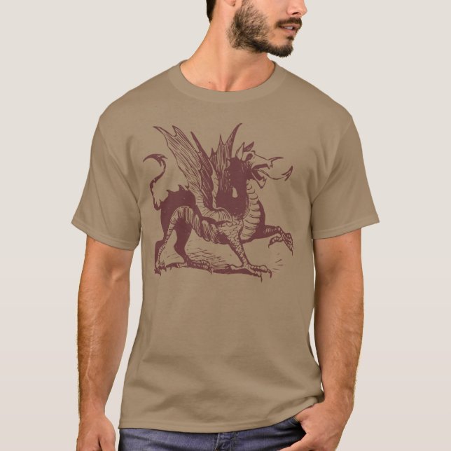 Camiseta Grave de Dragão - Marrom Escuro (Frente)