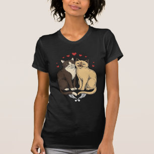 Camiseta Grave Engravamento Fofo Casal De Gatos Amor Projet