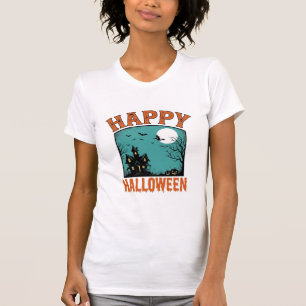 Camiseta Grave Engravura Feliz Halloween Casa Assombrada De