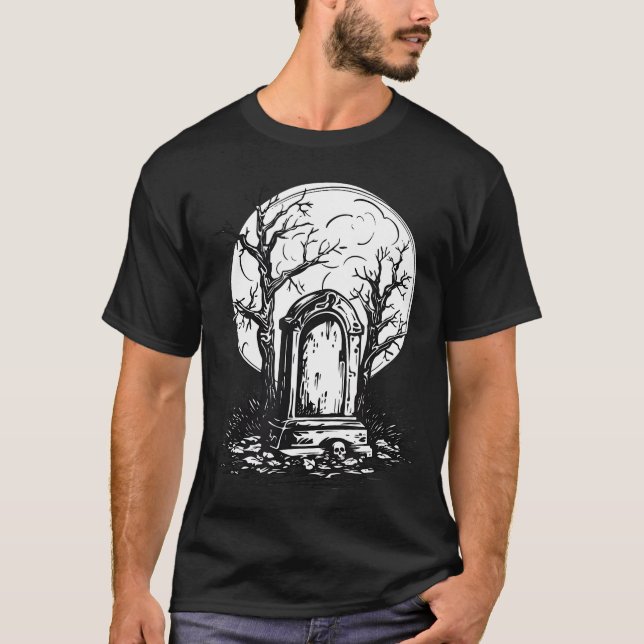 Camiseta Gravestones Halloween Scary Graveyard Trick Ou Tre (Frente)