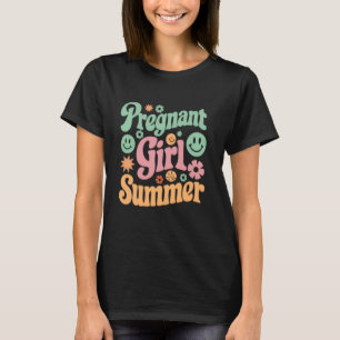 Camiseta Grávida Menina de Verão Anunciante Gravidez