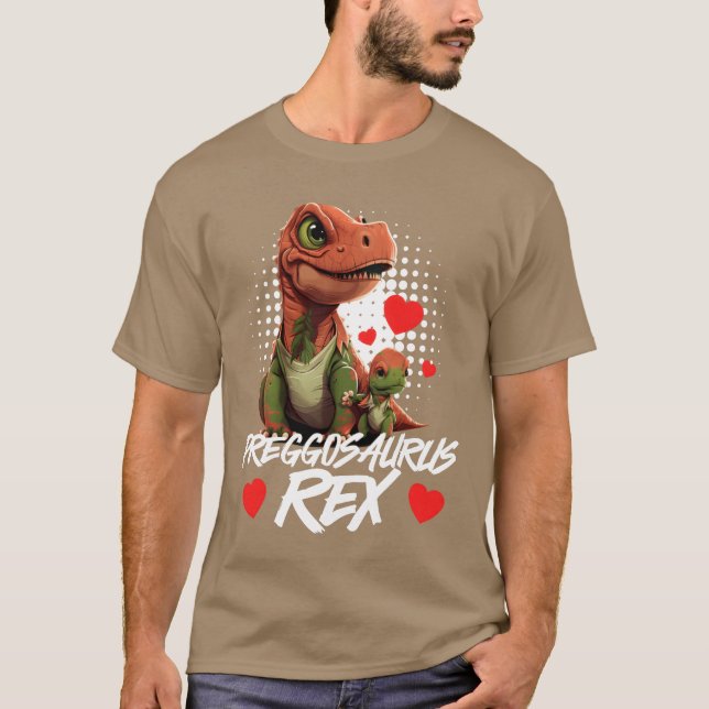 Camiseta Grávida Preggosaurus, mães pectativas Mamasaurus (Frente)
