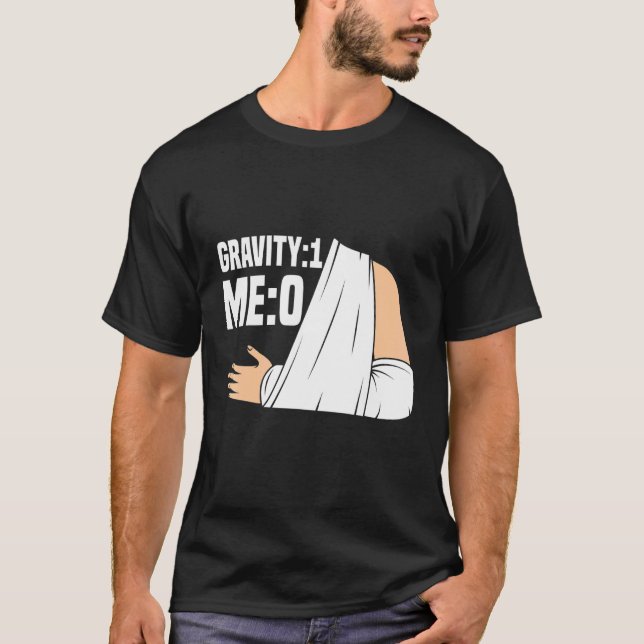 Camiseta Gravidade 1 Eu 0  Fratura do Braço 3 (Frente)