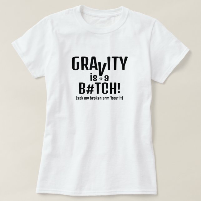 Camiseta Gravidade e queda - piada v1.2 (Frente do Design)