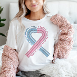 Camiseta Gravidez Criança Perda Sensibilização Fita Rosa Az