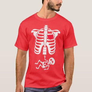 Camiseta Gravidez Esqueleto Gravidez Anunciante de Hallowee