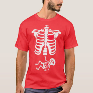 Camiseta Gravidez Esqueleto Gravidez Anunciante de Hallowee