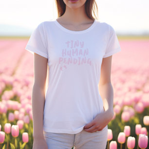 Camiseta Gravidez humorística dactiloscópica cor-de-rosa