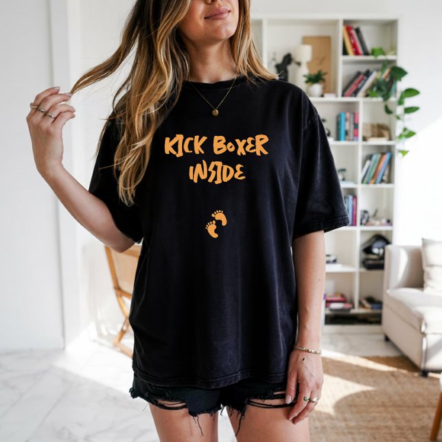 Camiseta Gravidez humorística dactiloscópica em laranja pre (Criador carregado)