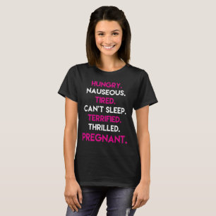 Camiseta Grávido excitado terrificado cansado Nauseous com