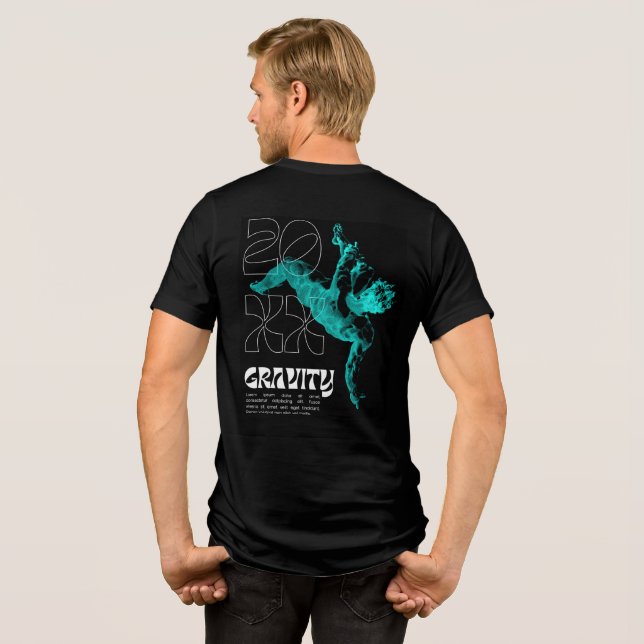 Camiseta Gravity Dance 2025 - Dynamic Aqua Figure (Verso completo)