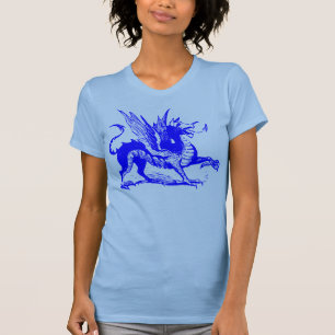 Camiseta Gravura do dragão - azul