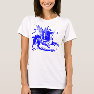 Camiseta Gravura do dragão - azul