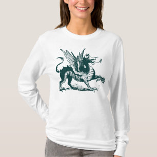Camiseta Gravura do dragão - verde escuro