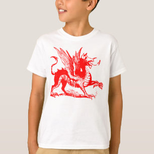Camiseta Gravura do dragão - vermelho