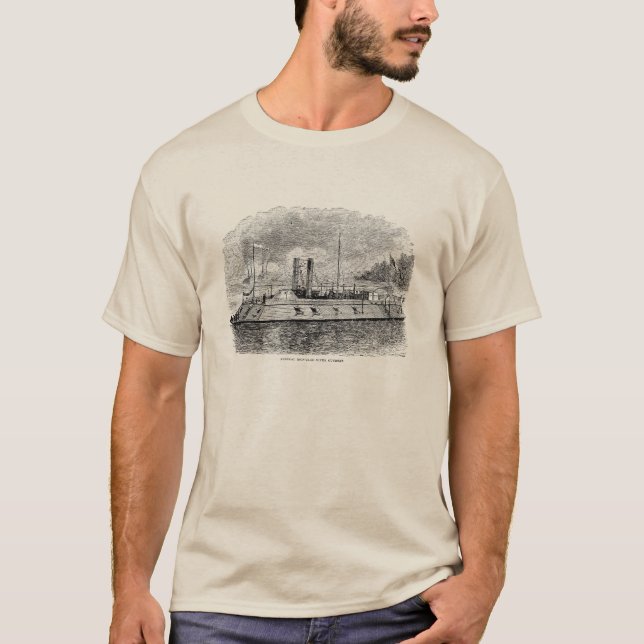 Camiseta Gravura Ironclad do Gunboat do rio - guerra civil (Frente)