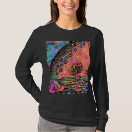 Camiseta Gravura Psicotrópica de Flammarion Arco-íris Tripi
