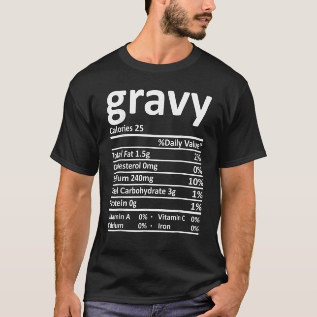 Camiseta Gravy Nutrition Facts Graças à Comida de Natal (Frente)