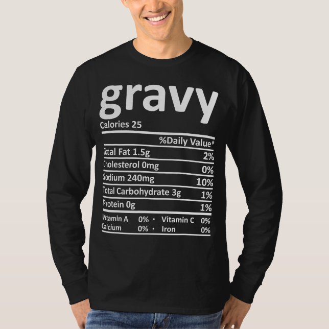 Camiseta Gravy Nutrition Graças Fatos de Comida de Fatos de (Frente)