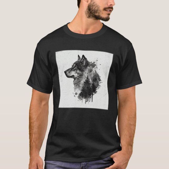 Camiseta Gray Wolf Paint Splatter Warrior Wild Animal Uniqu (Frente)