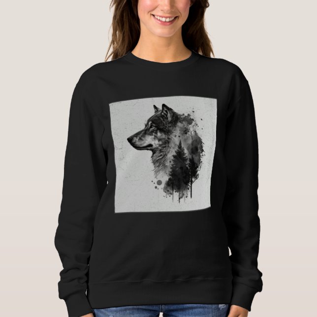 Camiseta Gray Wolf Paint Splatter Warrior Wild Animal Uniqu (Frente)