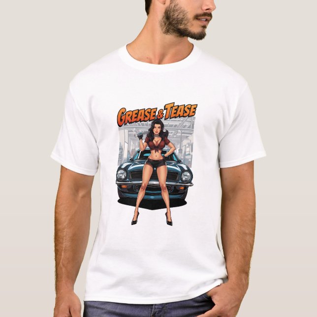 Camiseta Greaser e Sedução – Garota de Capa Hot Rod (Frente)