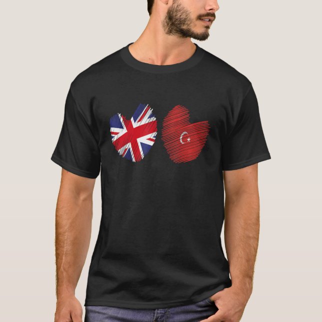 Camiseta Great Britain Turkey Heart UK Flag Turkish Flag Gr (Frente)