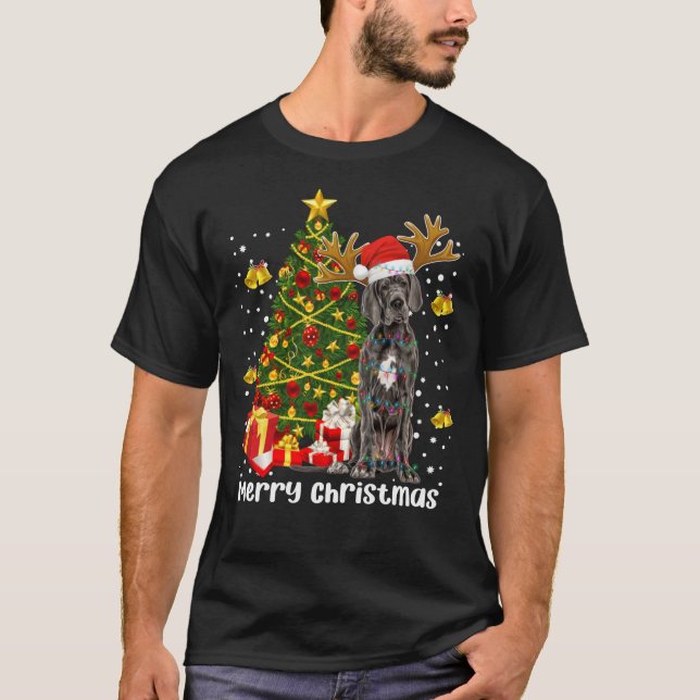 Camiseta Great Dane Christmas Lights Tree Santa Xmas Pajama (Frente)