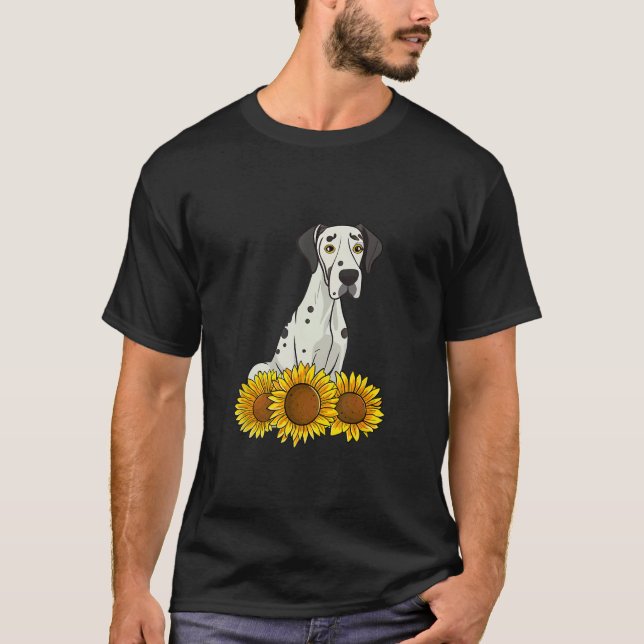 Camiseta Great Dane Dog Sunflower Graphic for Women Cute Fl (Frente)