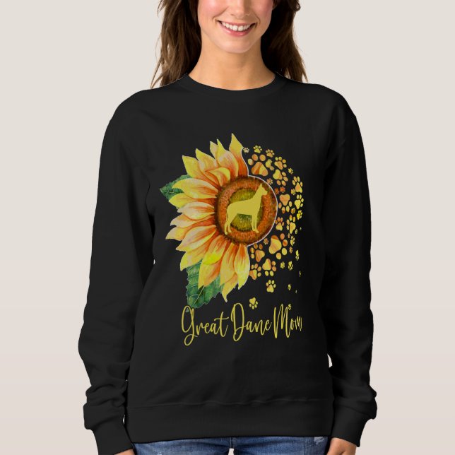Camiseta Great Dane Mom Sunflower Dog Paw Mother s Day 2023 (Frente)