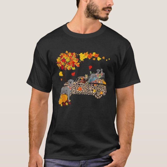 Camiseta Great Dane Riding Leopard Plaid Truck Thanksgiving (Frente)