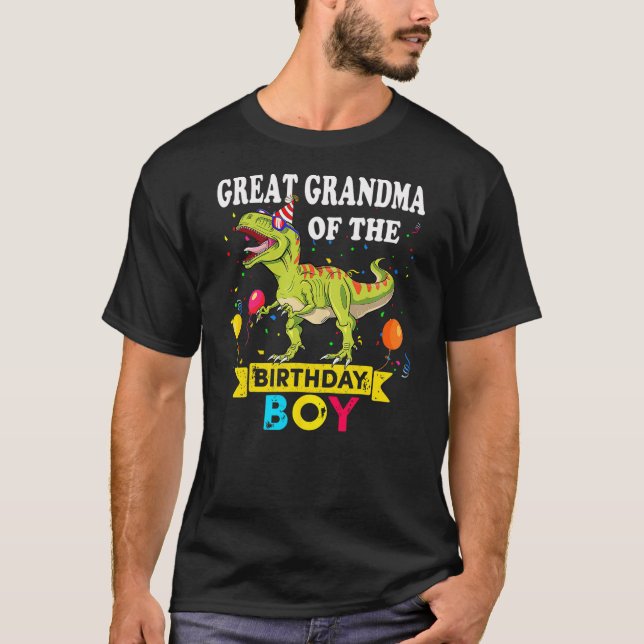 Camiseta Great grandma Of The Birthday Boy Dinosaur T-Rex F (Frente)