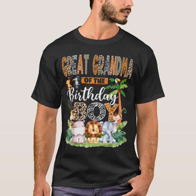 Camiseta Great Grandma Of The Birthday Boy Jungle Safari An (Frente)