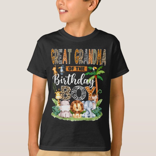 Camiseta Great Grandma Of The Birthday Boy Jungle Safari An (Frente)
