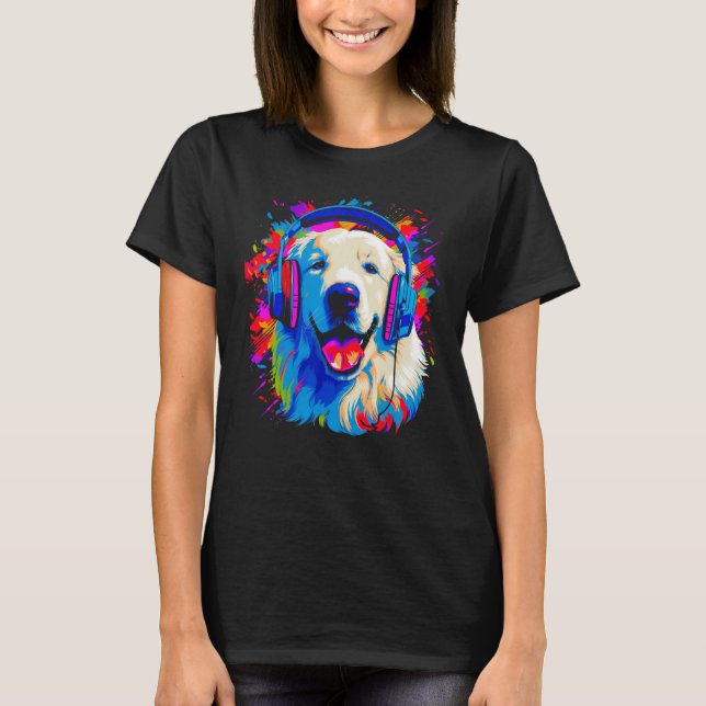 Camiseta Great Pyrenees Dog DJ Music (Frente)