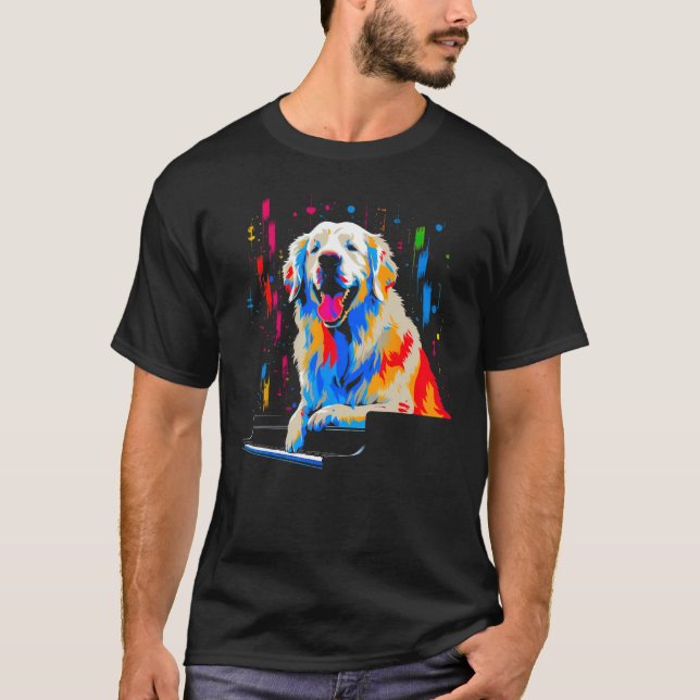 Camiseta Great Pyrenees Dog Piano (Frente)