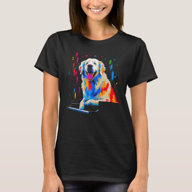 Camiseta Great Pyrenees Dog Piano (Frente)