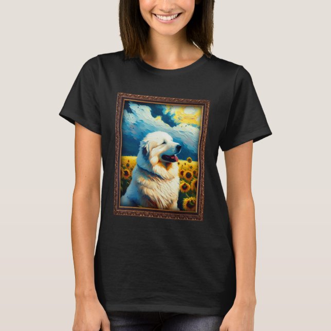 Camiseta Great Pyrenees Painting Sunflower Flower Mom Women (Frente)
