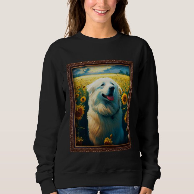 Camiseta Great Pyrenees Painting Sunflower Flower Mom Women (Frente)