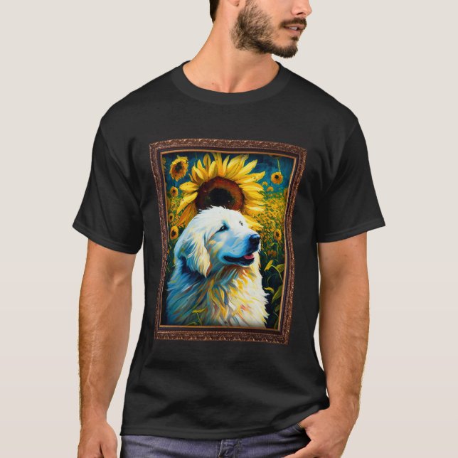 Camiseta Great Pyrenees Painting Sunflower Flower Mom Women (Frente)