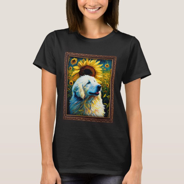Camiseta Great Pyrenees Painting Sunflower Flower Mom Women (Frente)