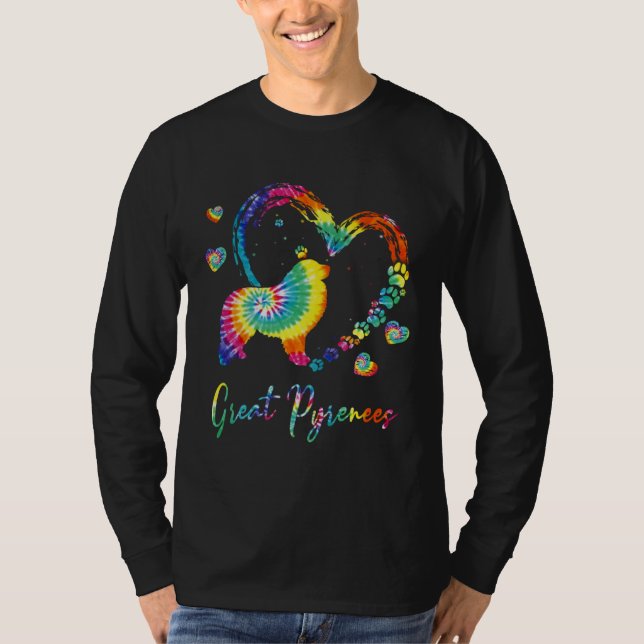 Camiseta Great Pyrenees Tie Dye Rainbow Dog (Frente)