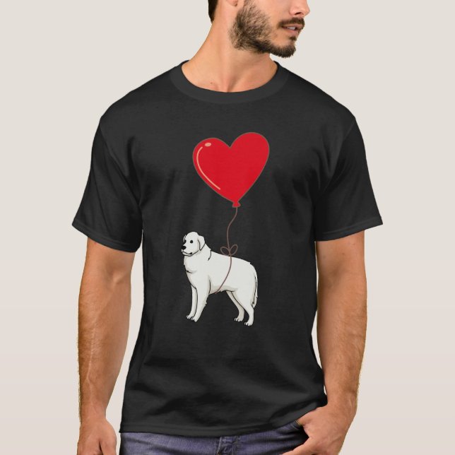 Camiseta Great Pyrenees With Heart Balloon Valentines Day L (Frente)