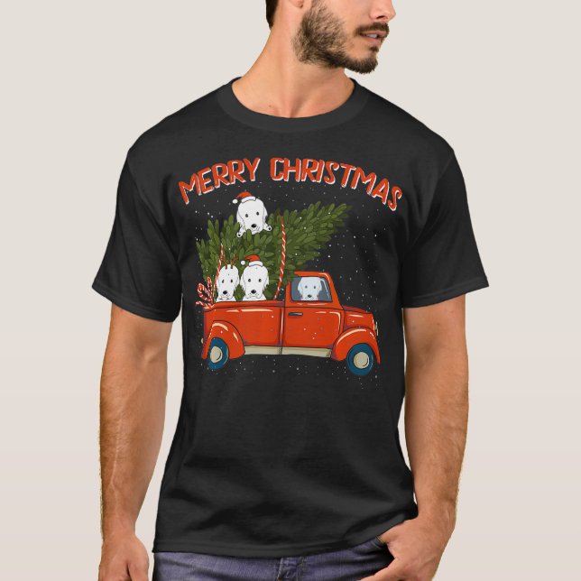 Camiseta Great pyrenees Xmas Vintage Red Pickup  (Frente)
