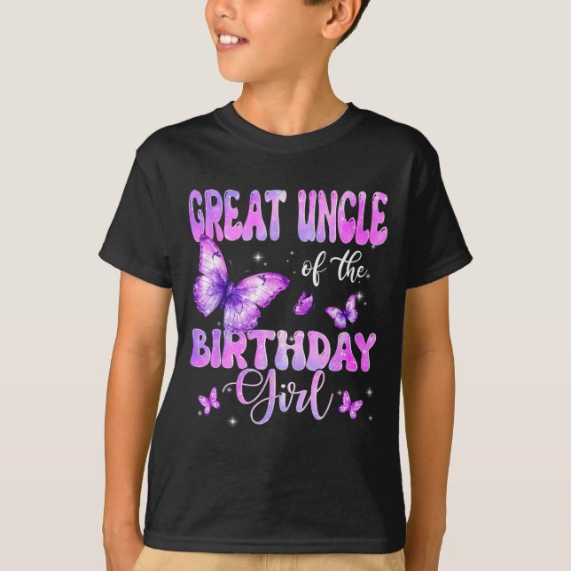 Camiseta Great Uncle Of The Birthday Girl Butterfly Family  (Frente)