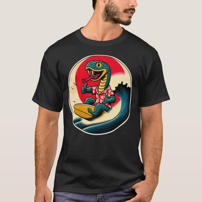 Camiseta Great Wave Kanagawa Snake Surfing (Frente)