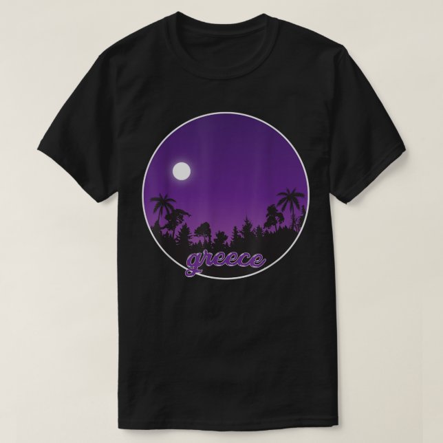 Camiseta grécia à noite com Palms (Frente do Design)