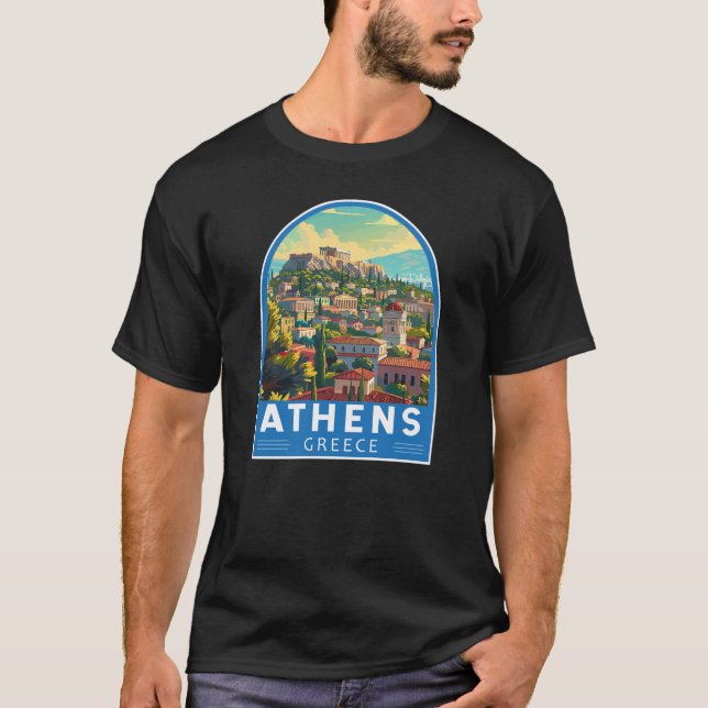 Camiseta Grécia Art Vintage de Atenas (Frente)